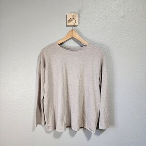 J. Jill Luxe Supima Taupe Long Sleeve Tee
